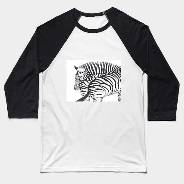 Zebra Baseball T-Shirt by artbyvena